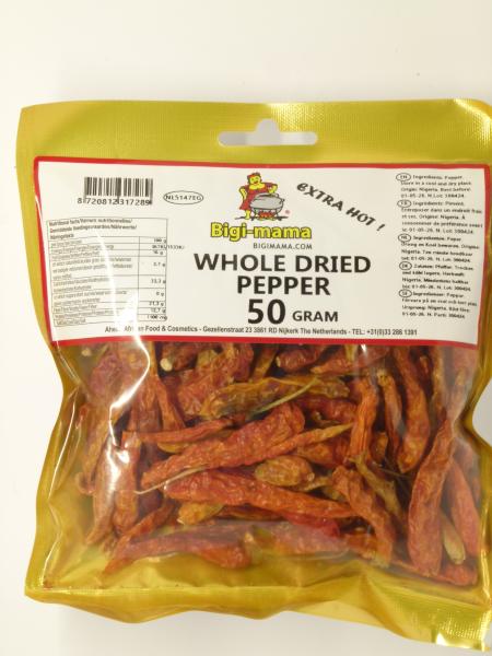 Bigi Mama Whole Dried Pepper, extrascharf Nettogewicht 50g
